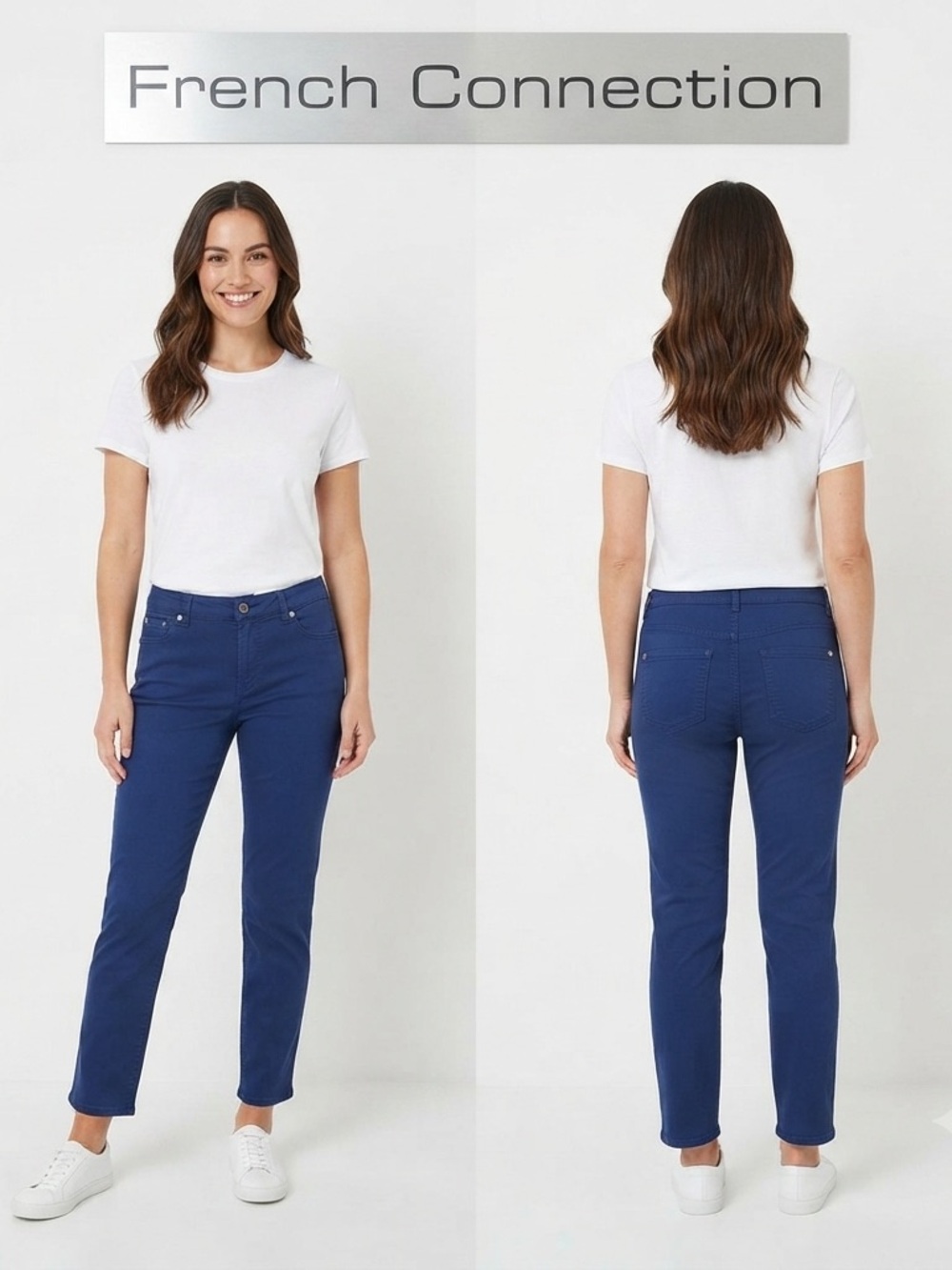 UK Style French Connection Blue Mast Mid Rise Ankle Pants 2